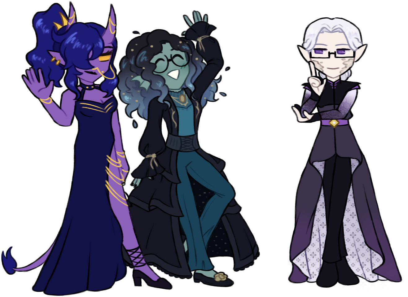 12-2024 Commission of the DND characters Mithspira, Quagmire, and Velaris for gothipuff